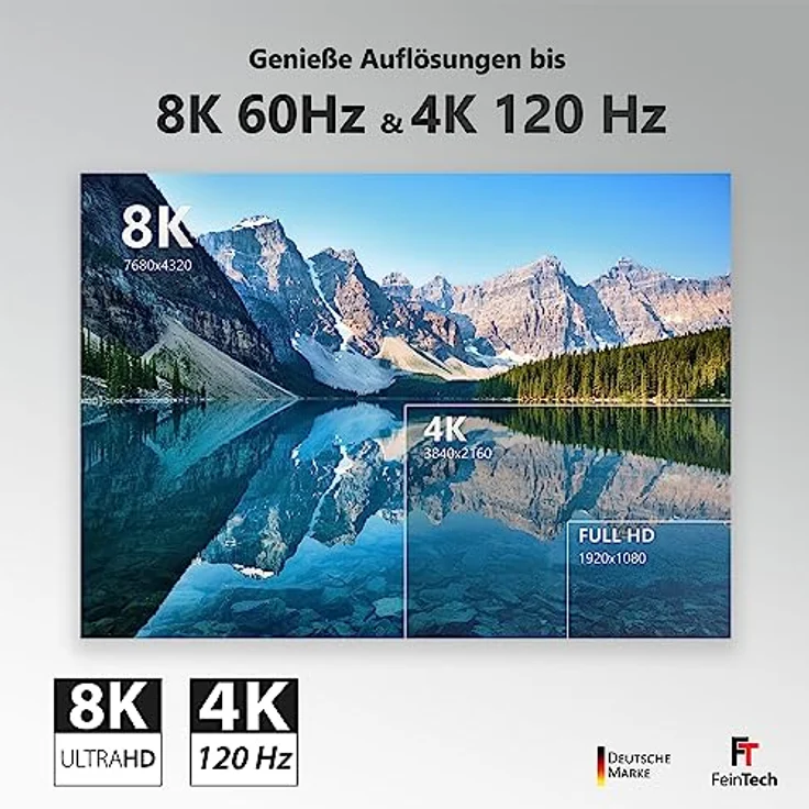 FeinTech 8K HDMI Glasfaserkabel 15m, 4K 120Hz, 1440p 144Hz für HDMI 2.1 Gaming, HDMI Kabel PS5 Xbox PC TV, 48Gbps, unterstützt eARC, CEC, VRR, HDR, Dolby Atmos, 3D, VMI90150 – Bild 2