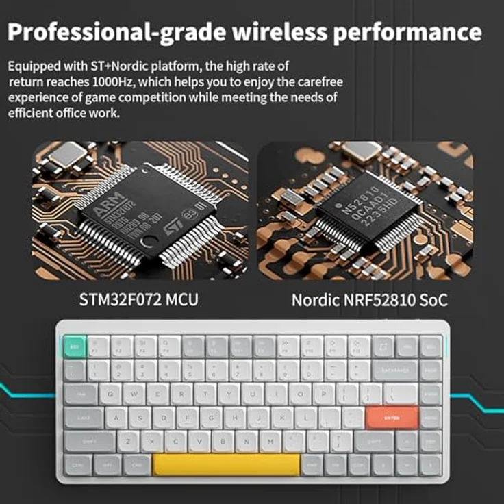 nuphy Air75 V2 Kabellose mechanische Tastatur, 84 Tasten RGB Hot-Swap Tastatur, unterstützt Bluetooth 5.1, 2.4G und kabelgebundene Verbindung für PC/Laptop/Windows/Mac - Weiß Gateron Moss Switch – Bild 4