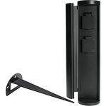 Grafner Edelstahl Gartensteckdose, 2-Fach mit Erdspieß und Tür, 3600 Watt, schwarz, Wetterfest, IP44, Pulverbeschichtet, Höhe 39,5 cm