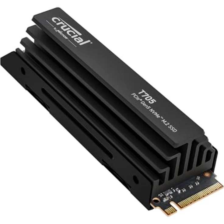 Crucial T705 Heatsink 1TB PCIe Gen5 NVMe M.2 SSD mit Kühlkörper - Bis zu 13.600 MB/s - Game Ready - Internes Solid State Drive (PC) - +1mo Adobe CC - CT1000T705SSD5 – Bild 1