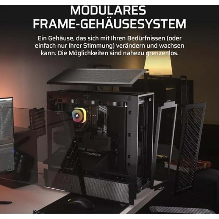 CORSAIR Frame 4000D Modulares Mid-Tower ATX PC-Gehäuse – Hoher Luftstrom, InfiniRail™ Ventilator-Montagesystem, ASUS BTF, MSI Project Zero, Gigabyte Project Stealth – Schwarz – Bild 3