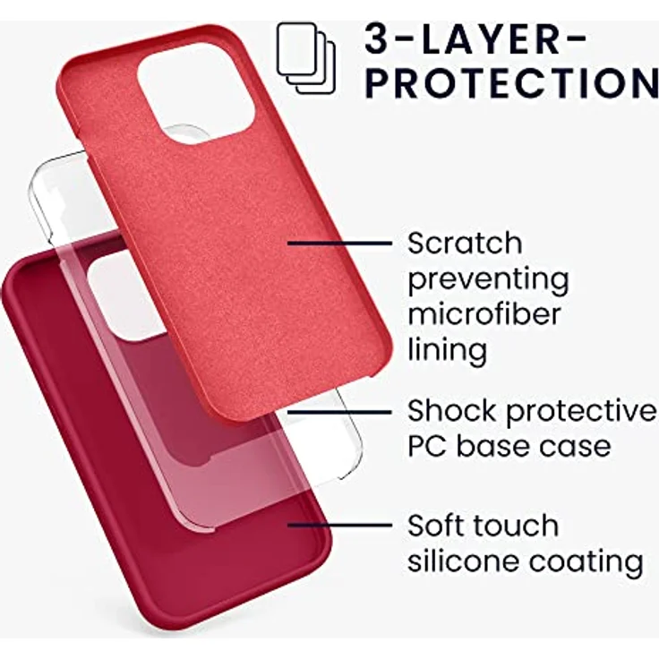 kwmobile iPhone 13 Pro Hülle, Silikon Case in Sweet Cherry, kabelloses Laden, rutschfest und elastisch – Bild 2