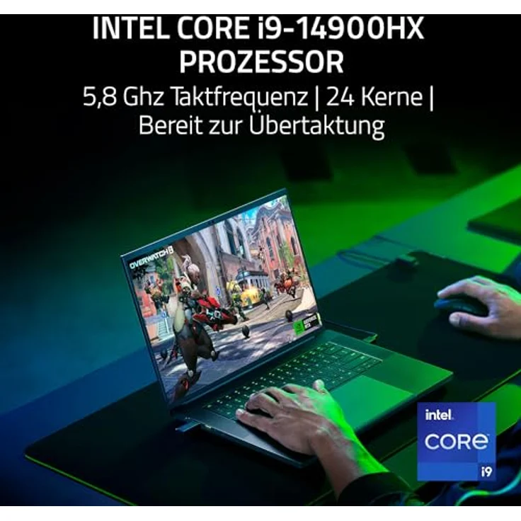 Razer Blade 16 (2024) - 16 Zoll Gaming-Laptop - NVIDIA Geforce RTX 4070 - Intel i9-14900HX - 16" QHD+ OLED 240Hz Display (16GB DDR5 RAM, 1TB SSD, Alu-Gehäuse) QWERTZ DE-Layout | Schwarz – Bild 4