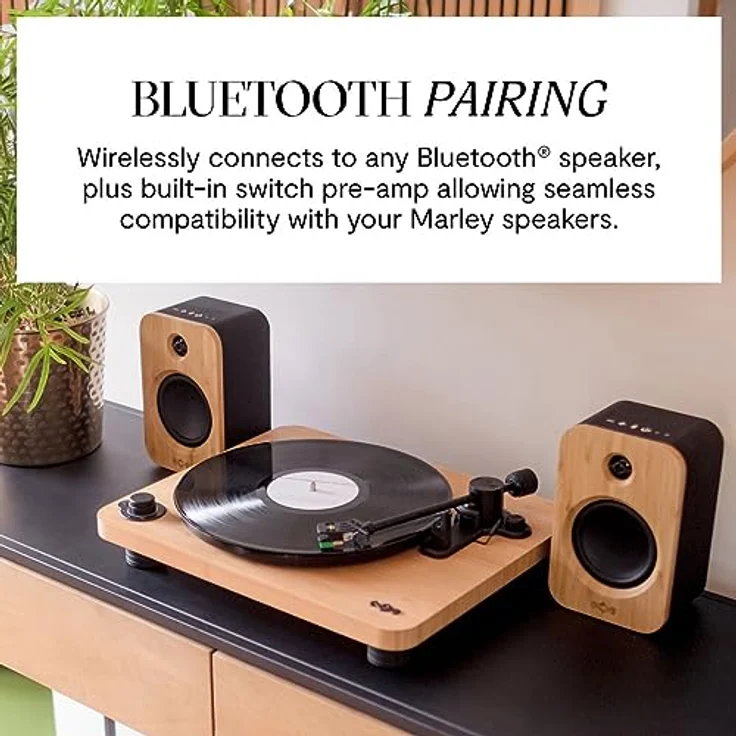 House of Marley Stir it Up Lux – Bluetooth-Plattenspieler, nachhaltiger Vinyl-Player, recycelte Materialien, elliptischer Tonabnehmer Audio-Technica 95E, überragender Klang und Tracking-Fähigkeit – Bild 3
