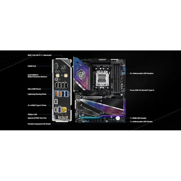 AsRock X870 Nova WiFi, ATX Mainboard mit HDMI, USB-C und DDR5 Unterstützung (AM5) – Bild 5