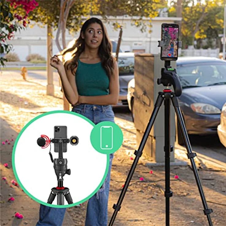 JOBY Compact Action Kit, Kamera-/Smartphone-Stativ mit Kugelkopf, Universal ¼-20" Schnellspanner, Smartphone-Halterung, Tragetasche für CSC, DSLR, spiegellose Kamera, Farbe: Schwarz, 1,5kg Kapazität – Bild 5