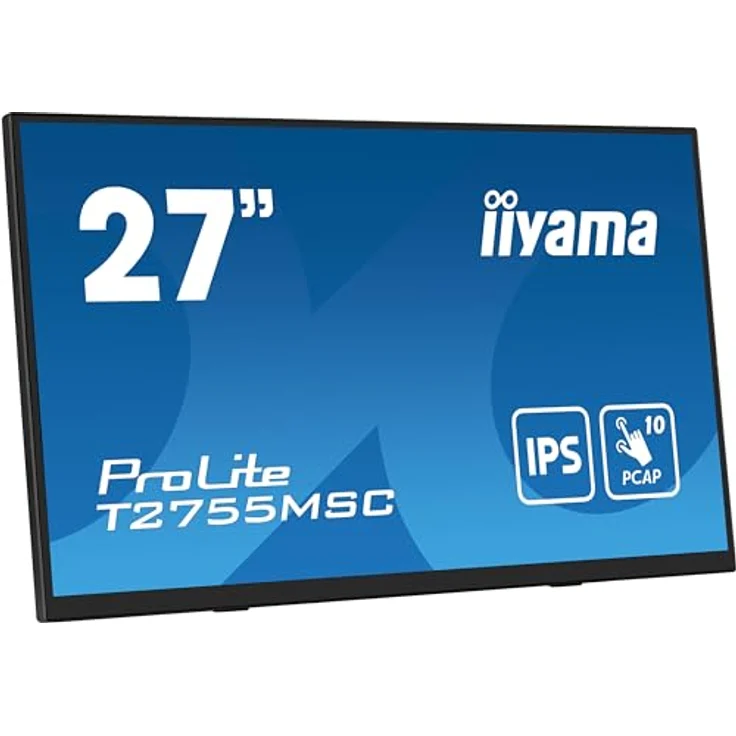 iiyama Prolite T2755MSC-B1 68,6 cm 27" IPS LED-Monitor Full-HD 10 Punkt Multitouch kapazitiv HDMI DP Audio-Out USB3.2 7H Anti-Fingerprint schwarz, Office-Monitor mit Edge-to-Edge-Glasdesign und flexiblem Standfuß – Bild 3