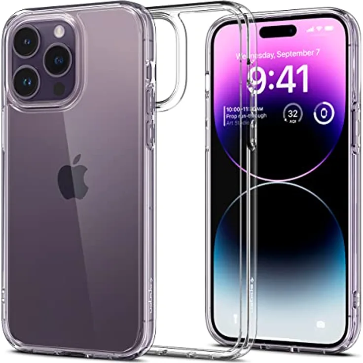 Spigen iPhone 14 Pro Max Ultra Hybrid Hülle [Anti-Yellowing] Transparent -Crystal Clear