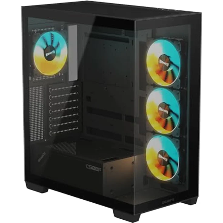 Gigabyte C500 Panoramic Stealth, PC-Gehäuse mit gehärtetem Glas und optimiertem Luftstromdesign, Schwarz – Bild 5