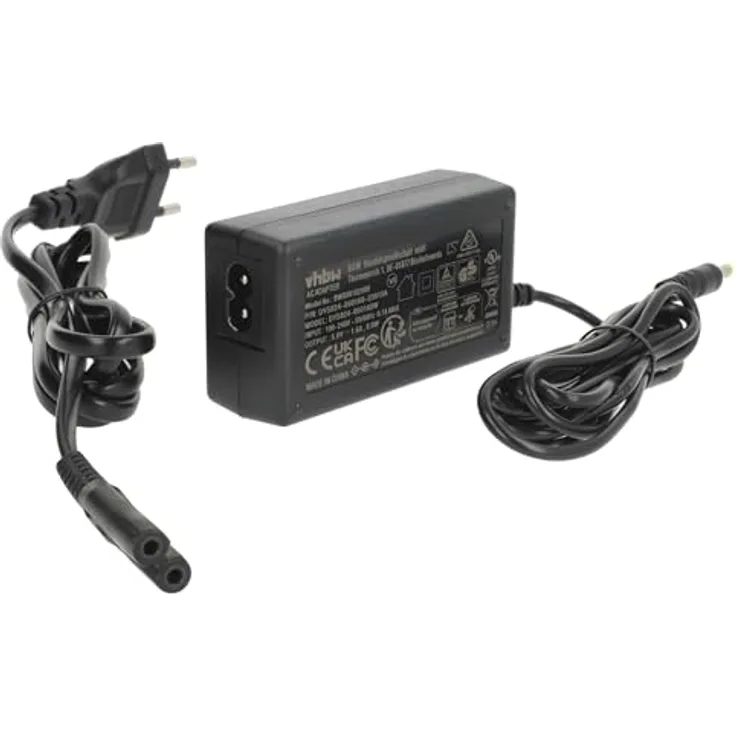 vhbw 220V Netzteil Ladegerät Ladekabel für Kamera Panasonic SDR-S71, SDR-S71P, SDR-S71PC, SDR-S7K, SDR-S7P, SDR-S7PC wie VSK0695, 6AS93502, u.a..