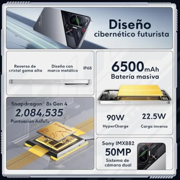 Xiaomi Poco F7 (512 GB, Silver, 6.83", Dual SIM, 5G), Smartphone, Silber – Bild 6