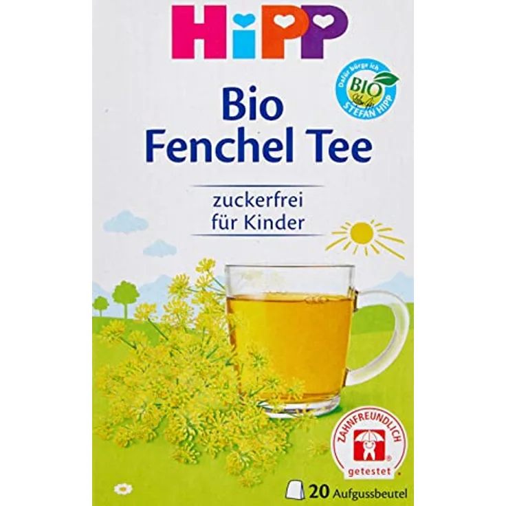 HiPP Bio-Fenchel-Tee Beutel, Zuckerfrei, Glutenfrei, 6er Pack (6 x 30 g)