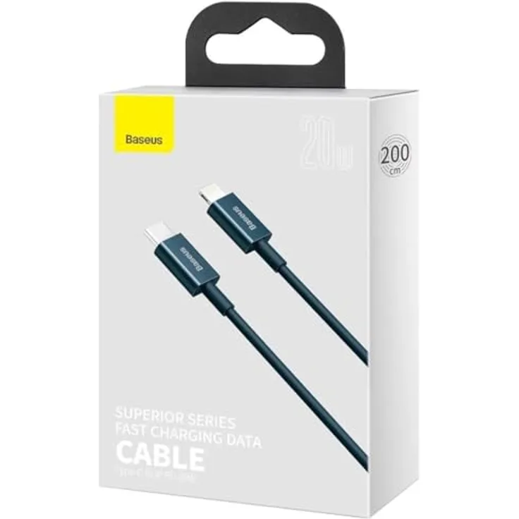 Baseus Superior Series Kabel, USB-C auf iP, 20W PD, 2m, blau, schnelles Laden und Datenübertragung bis 480Mbps