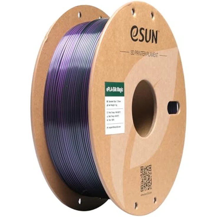 eSUN Silk Magic PLA Filament 1.75mm, Co-Extrusion, dualfarbiger Farbverlauf, 1KG Spule, Schwarz Violett für 3D-Drucker – Bild 1