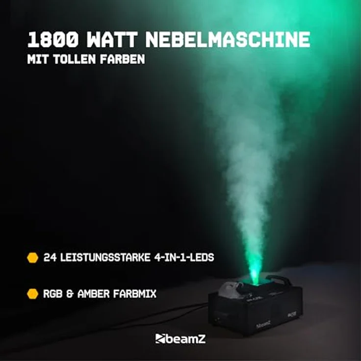 BeamZ Blaze1800, Nebelmaschine mit 1800 W, 24x 4-W-4-in-1-LEDs, RGBA-Farbmischung und LCD-Display – Bild 2