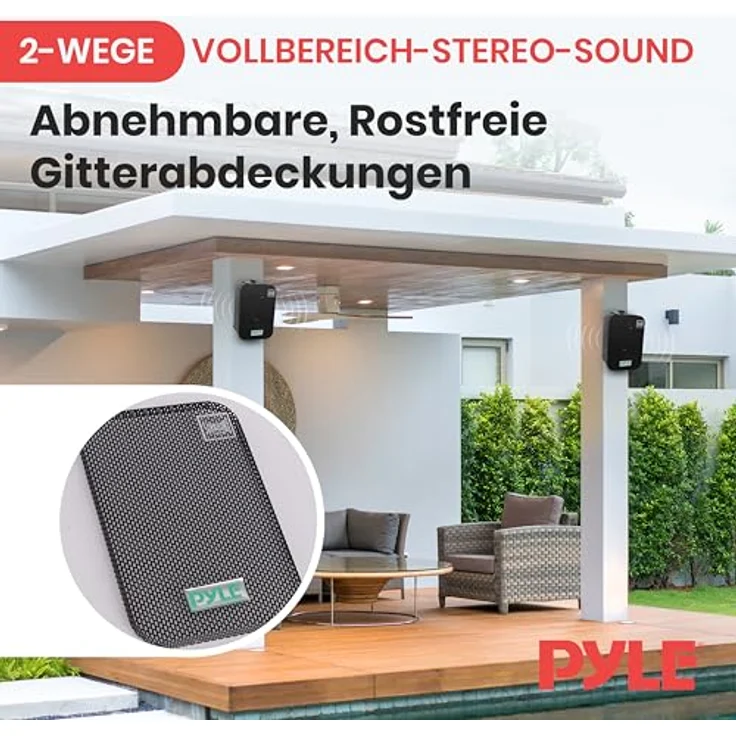 PYLE PDWR40B 5.25 Indoor/Outdoor Waterproof Speakers (Black Außenlautsprecher - 200 Watt - schwarz – Bild 8