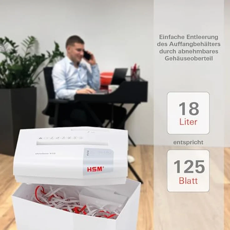 HSM shredstar S10 Aktenvernichter, Sicherheitsstufe P-2, 10 Blatt (Streifenschnitt) mit CD-Schredder – Bild 8