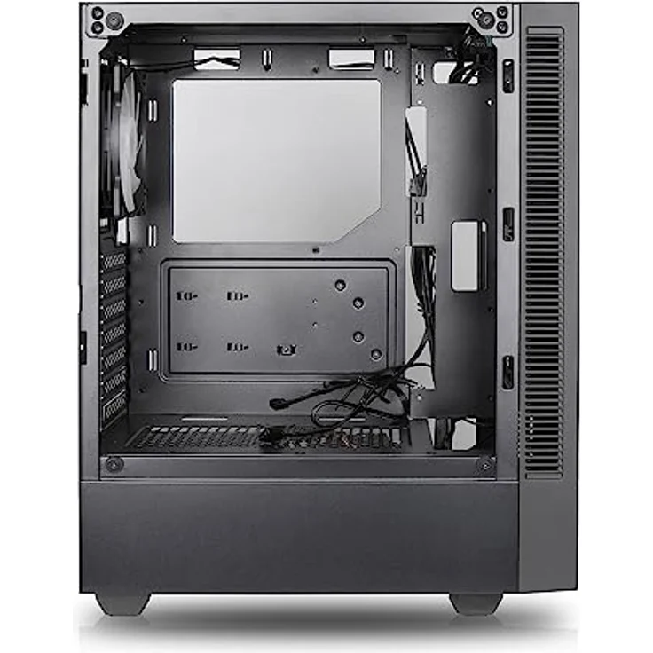 SILENTWARE Silentware Flow 100 Midi Tower PC-Gehäuse, Große Metall Mesh-Front, gehärtetes Glas-Seitenfenster, 2X 140mm & 1x 120mm A-RGB Hydro-Lager Lüfter, GPU bis 325mm, Daisy-Chain, ATX Netzteil, Schwarz – Bild 4