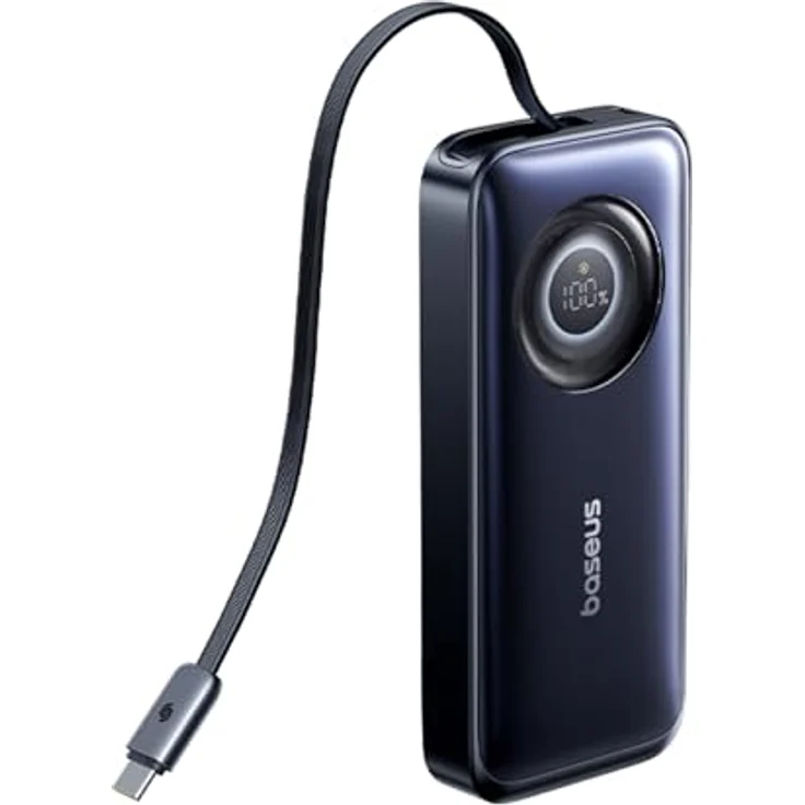 Baseus EnerCore CR11 Powerbank, 20000mAh mit einziehbarem Kabel & 67W Schnellaufladung, Schwarz – Bild 3