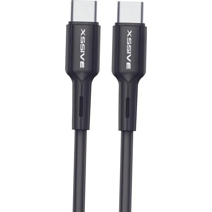 Xssive 1 Meter USB-C zu USB-C Ladekabel, 2.4A Output für schnelles Laden und Synchronisieren, schwarz