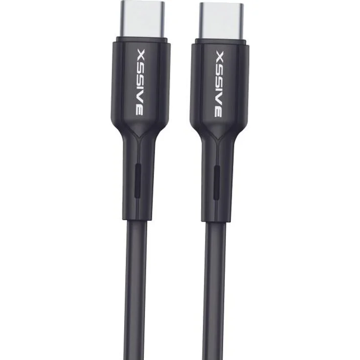 Xssive 1 Meter USB-C zu USB-C Ladekabel, 2.4A Output für schnelles Laden und Synchronisieren, schwarz