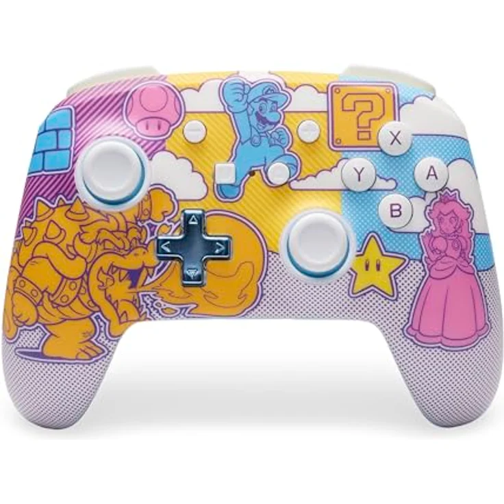 PowerA Verbesserter Kabelloser Controller für Nintendo Switch - Mushroom Kingdom Pop Art, Bluetooth-Controller mit 30 Stunden Akkulaufzeit, Nintendo Switch Lite, Offiziell Lizenziert – Bild 1