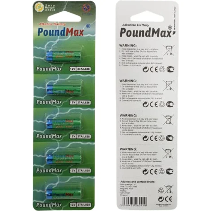 PoundMax Alkaline 27A/L828, 12V, 5er-Pack – Bild 3