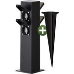 MONZANA® Gartensteckdose 4fach IP44 Metallspieß Garten Außensteckdose Steckdosensäule Mehrfachsteckdose Steckdosenverteiler Outdoor Edelstahl Schwarz