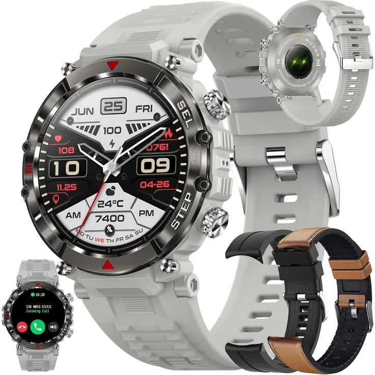 ZPIMY Herren Smartwatch 1.39 Inch, Fitness Uhr mit Telefonfunktion, 123 Sportmodi, 5ATM wasserdicht, Herzfrequenz- und SpO2-Monitor, Android/iOS