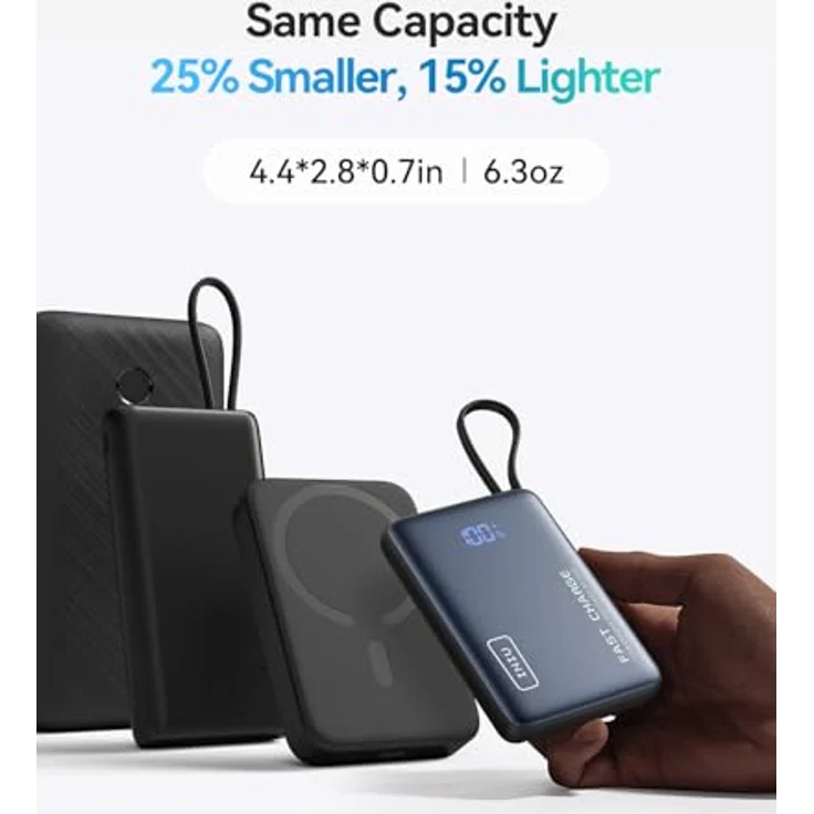 INIU Pocket Powerbank 10000mAh, 2x USB-A / USB-C, inkl. USB-C Kabel, Schwarz – Bild 4