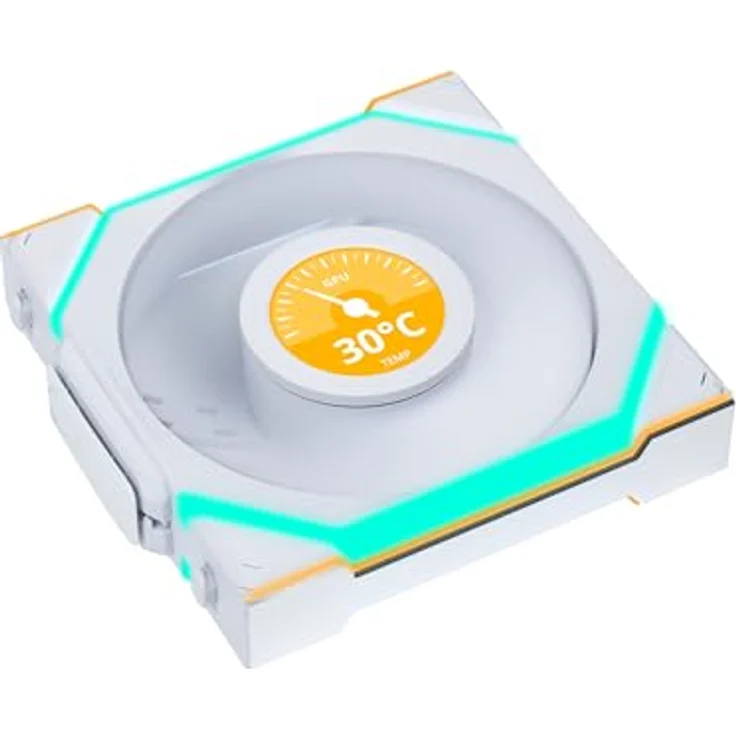 Lian Li UNI FAN SL Wireless LCD Lüfter, ARGB, PWM - 120 mm, weiß - Leistungsstarker Gehäuselüfter mit kabelloser Synchronisation – Bild 1