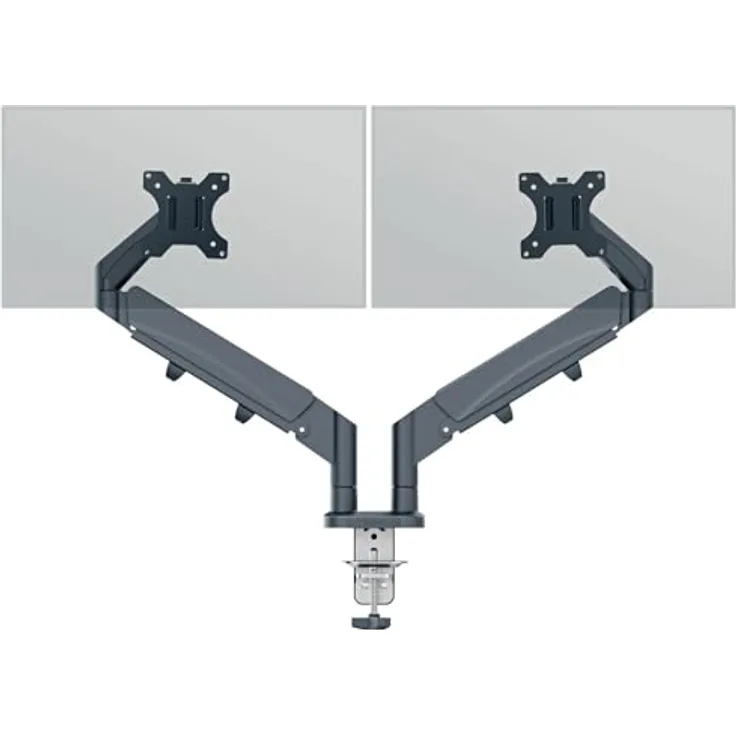 Leitz Ergo Dual Monitorarm (Tisch, 32"), platzsparend, grau, höhenverstellbar, mit Kabelmanagement und IGR-zertifiziert