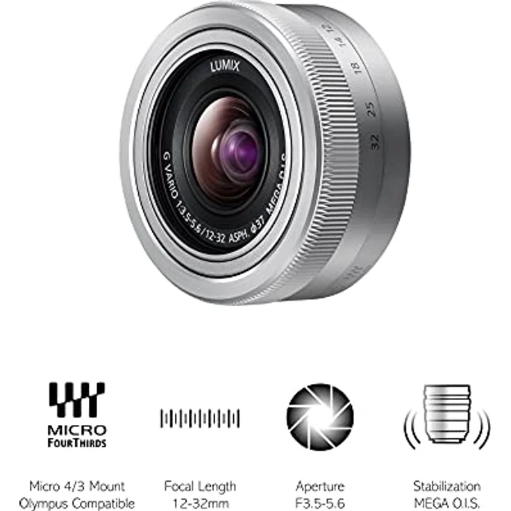 Panasonic Lumix H-FS12032E-S 12-32mm Objektiv für G-Serie Kamera (MEGA O.I.S Bildstabilisator, 2 asphärische Linsen) silber – Bild 3
