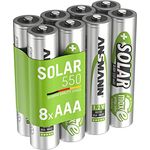 ANSMANN Akku AAA Micro 550mAh 1,2V NiMH für Solarlampen 8 Stück - Wiederaufladbare Batterien mit geringer Selbstentladung maxE - Solar Akkus ideal für Solarleuchten im Garten - Wiederaufladbarer Akku