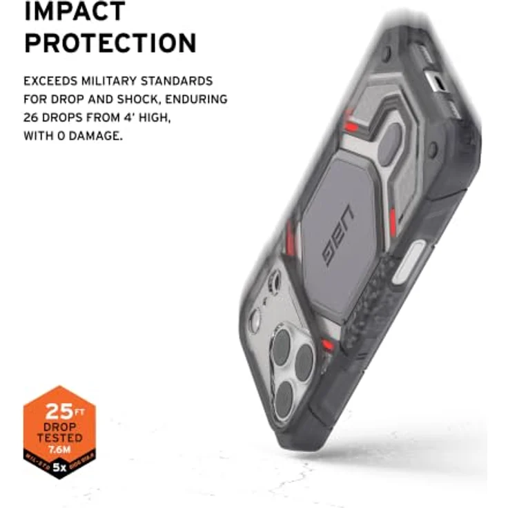 Urban Armor Gear Monarch Pro MagSafe Bumper für Apple iPhone 18 Pro, grau, 5-lagiger Schutz, stossfest und robust mit Karbonfasern – Bild 4