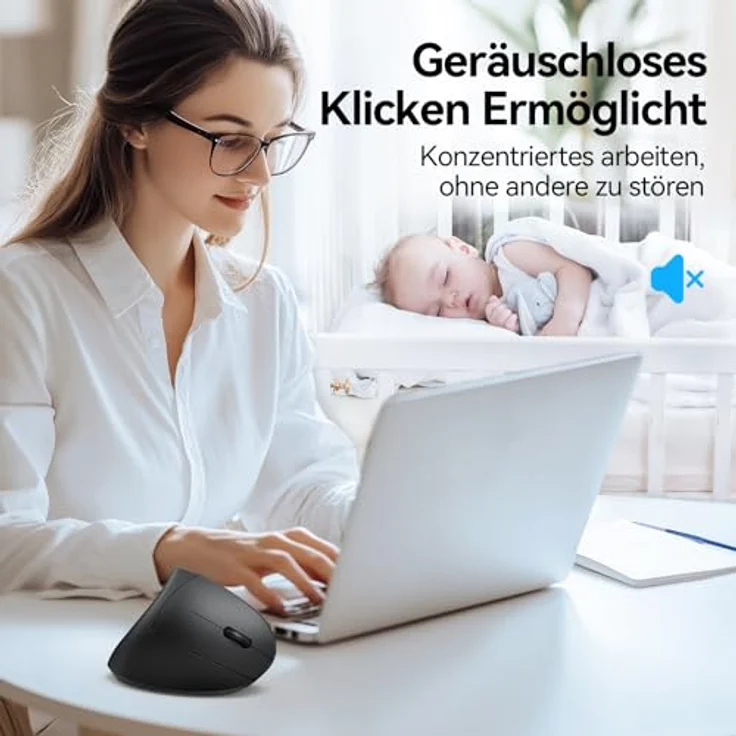 TECKNET Ergonomische Kabellose Maus, Vertikale Bluetooth-Maus (BT 5.0+BT 3.0+2.4G), 6 DPI-Einstellstufen bis 4800, Optisch Leise, für Laptop/PC/Mac/Tablet/iPad, 6 Tasten – Bild 5