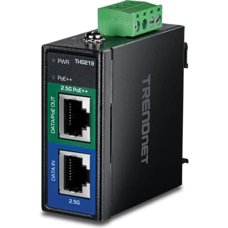 TRENDnet TI-IG219, Industrial 2.5G PoE++ Injector mit 95 W Leistung, IP50 Gehäuse, -40° bis 75°C Betriebstemperatur