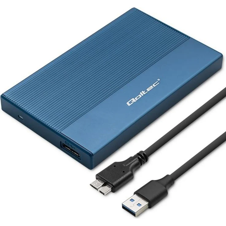 Qoltec Aluminiumgehäuse, 2,5" SSD/HDD Laufwerksschacht, SATA, USB 3.0 Super Speed 5Gb/s, 2TB, Blau