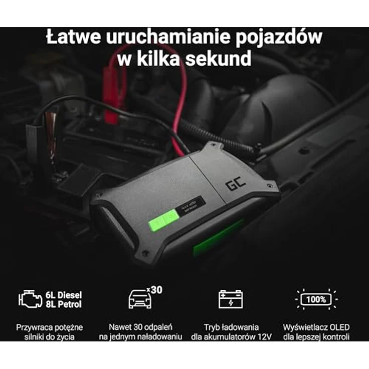 GreenCell GC PowerBoost Powerbank (16000 mAh, 80 W, 59.20 Wh) mit Schnellstartsystem, Schwarz – Bild 2