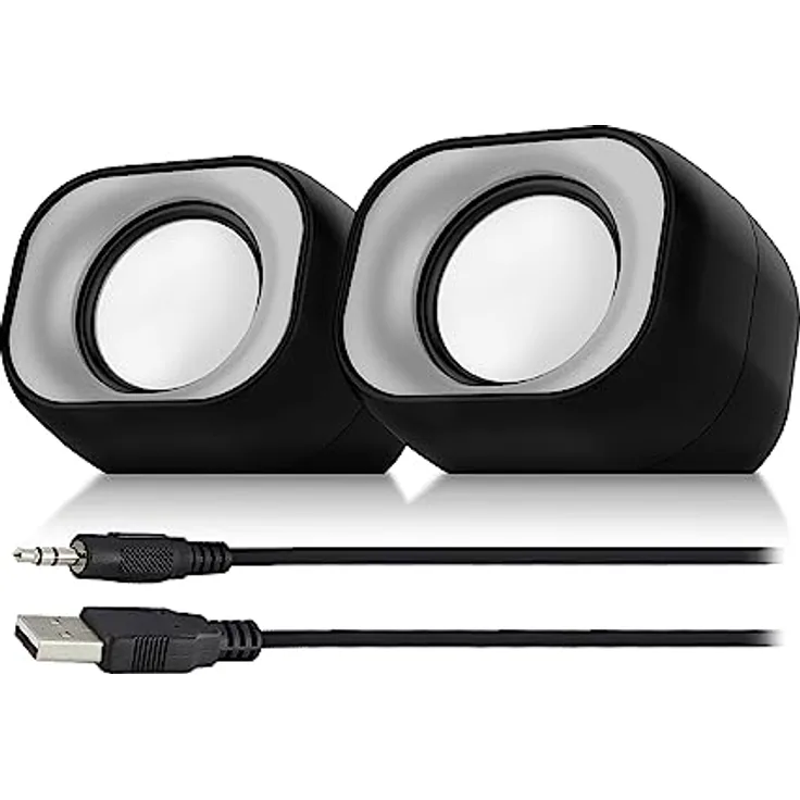 Eminent PC Lautsprecher für PC und Laptop, 2.0 Stereo Set PC Boxen, USB Stromversorgung, Kompakt und Platzsparend auf Büro – EM3513
