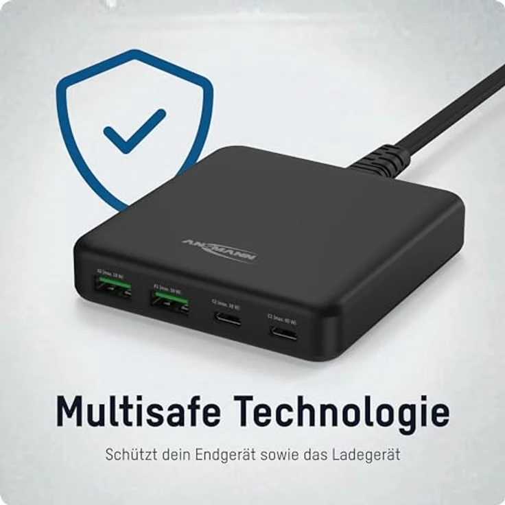 ANSMANN USB Ladegerät 65W 4 Ports Charger, USB-C/USB-A Mehrfach Schnelladegerät für iPhone/Samsung/Google/Xiaomi/Huawei/Laptop und weitere Geräte – Bild 4