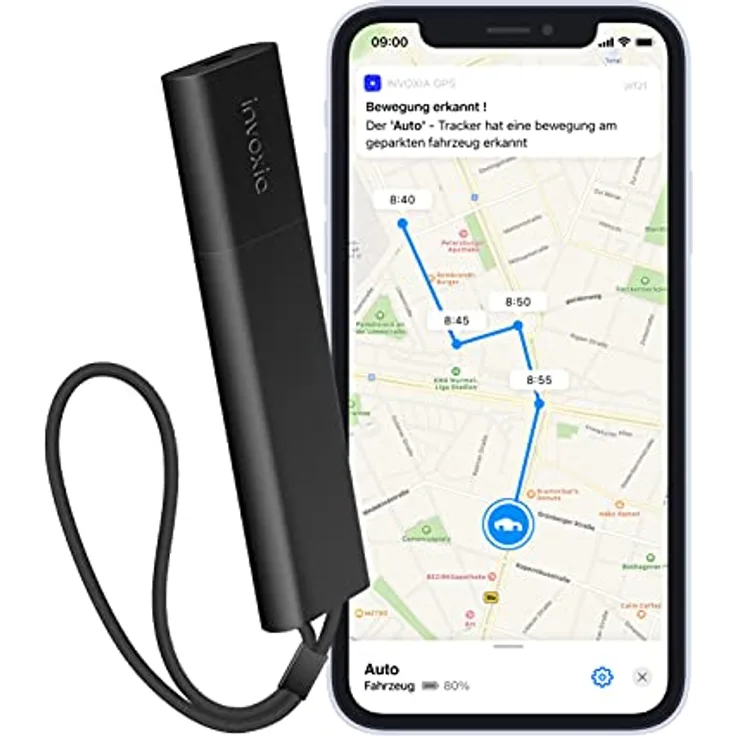Invoxia GPS Tracker Pro, Hochpräziser GPS-Tracker mit 1 Jahr ABO, Schwarz