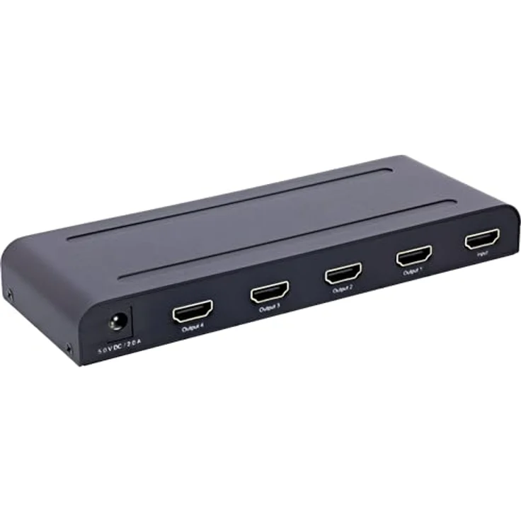 InLine HDMI Splitter 4-Fach, 4K UHD @60Hz, HDMI 2.0, HDCP 2.2, Deep Color, Plug-and-Play, Schwarz, für TV, Monitor, Beamer, 65010K – Bild 2