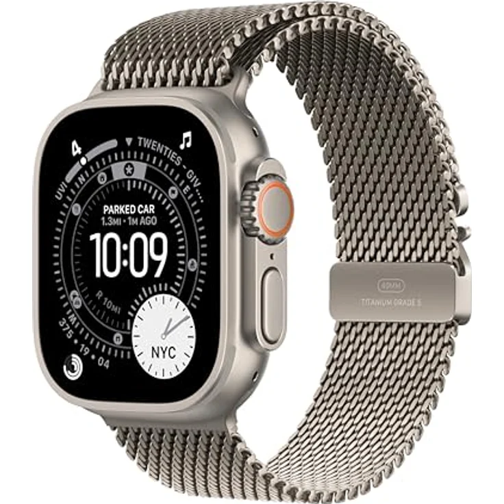 Apple Watch Band - Milanaise Armband - Titan-Geflecht in Raumfahrt-Qualität - 49 mm - Natur - Small – Bild 2