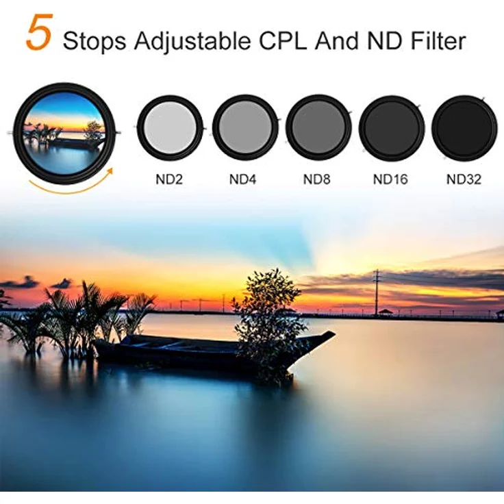 K&F Concept CPL + Variable ND Filter, Nano X ND2-ND32, 72mm, Kamera-Filter – Bild 4