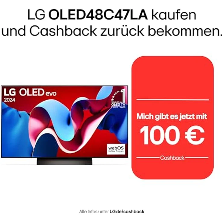 LG OLED48C47LA TV 48" (121 cm) OLED evo Fernseher (α9 Gen7 4K AI-Prozessor, Dolby Vision, bis zu 120Hz) [Modelljahr 2024], Schwarz – Bild 2