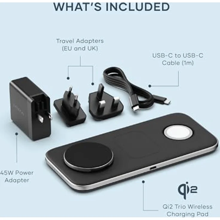 SATECHI Qi2 Trio Wireless Charging Pad, 3-in-1 Ladestation, 15W Schnellladegerät für iPhone 16/15/14/13/12, AirPods und Apple Watch, Aluminium – Bild 5