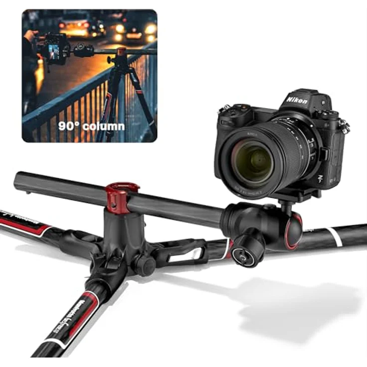 Manfrotto Befree GT XPRO Carbon: Stativ mit Kugelkopf 496, M-Lock-System, 90-Grad-Säule, 200PL-PRO-Platte, für DSLR- oder CSC-Kamera mit langem Objektiv, Makrofotografie, Carbon, MKBFRC4GTXP-BH – Bild 3