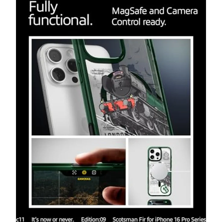 Spigen iPhone 16 Pro Max Hülle Ultra Hybrid T MagFit Scotsman Fir Edition, 3D-Raumeffekt, Camera Control Button, kompatibel mit MagSafe Zubehör, TPU-Rahmen, PC Platte, Eckschutz durch Air Cushion Technologie – Bild 5