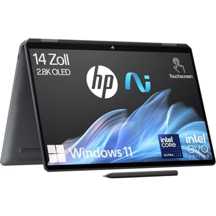 HP OmniBook Ultra Flip 14 AU3P7EA#ABD, 14" 2.8K Touch OLED, Intel Core Ultra 7, 32 GB RAM, 2000 GB SSD, Wi-Fi 7, bis zu 26 h Akkulaufzeit, 1.34 kg